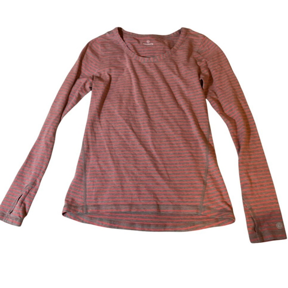 Talbots Striped Long Sleeve Top Coral & Grey Womens Size‎ S